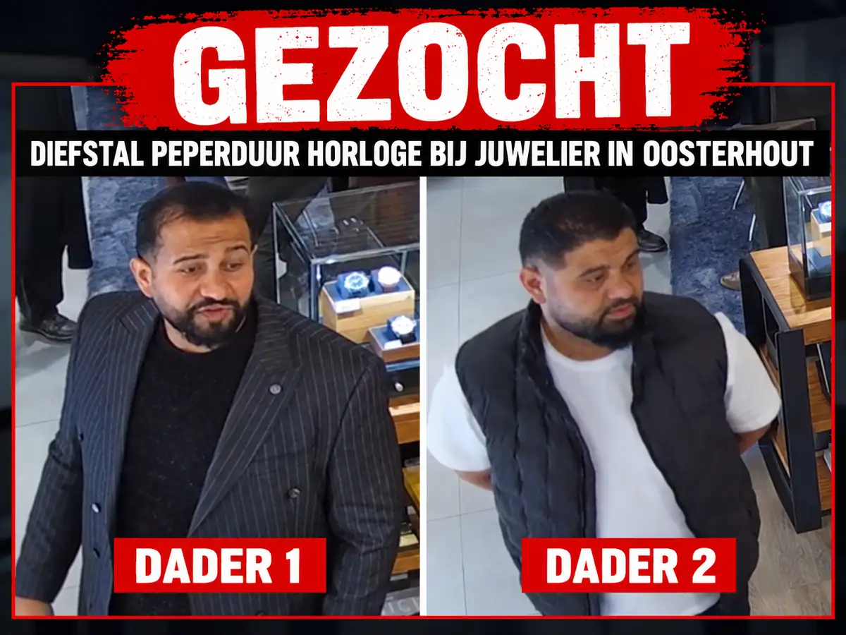 Politie zoekt tweetal na brutale diefstal van peperduur horloge bij juwelier in Oosterhout